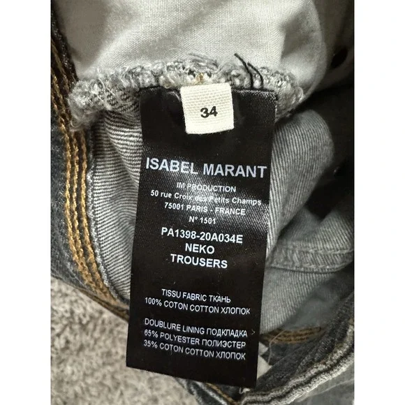 ISABEL MARANT Gray High Rise Neko Trouser Jeans Pants Size 34 (24x30)